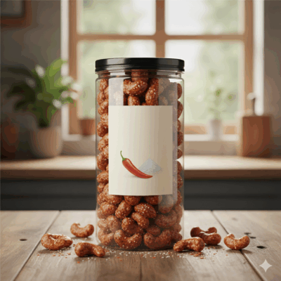 Hạt điều muối ớt cay 500g hộp nhựa trong suốt Hạt Điều Story